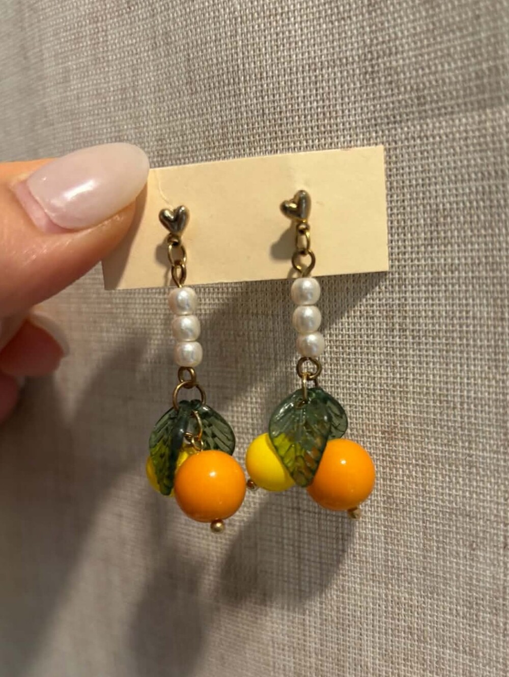 Citrus Drop Earrings with Yellow & Orange Fruit Charms